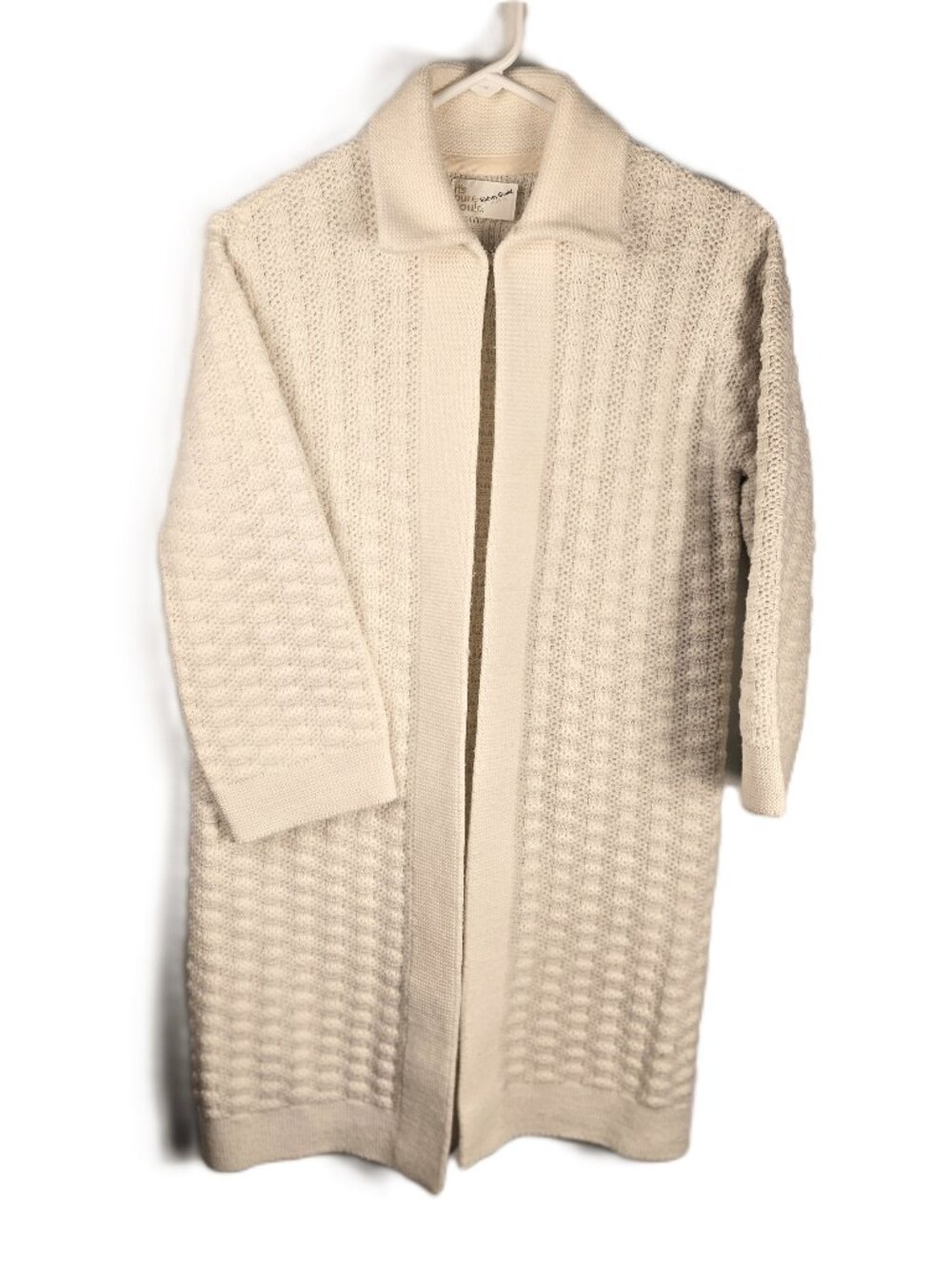 Vintage Sidney Gould Womens Cardigan Medium Winter White Chunky Knit Top Closure